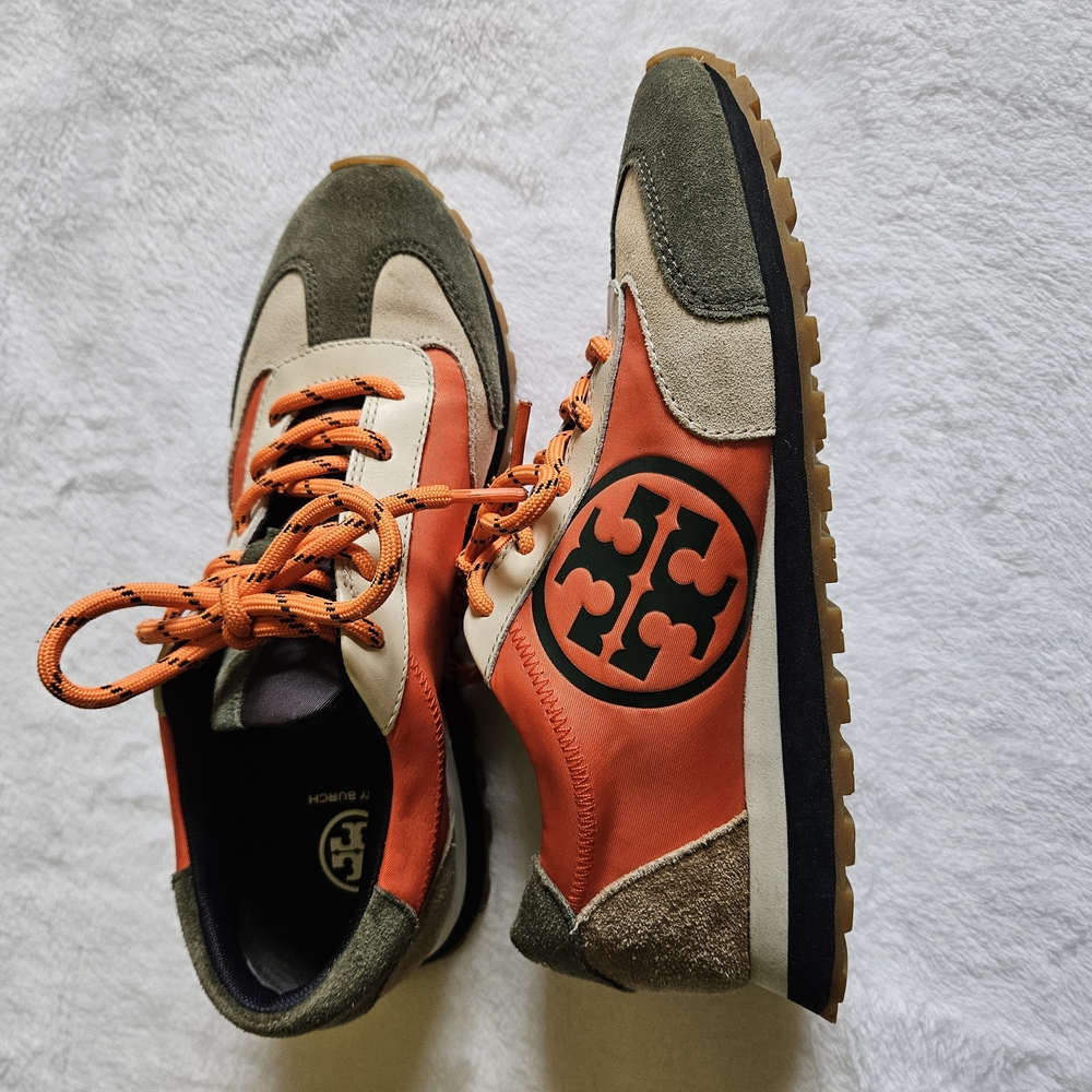 Tory Burch Women's Orange and Green Sneakers